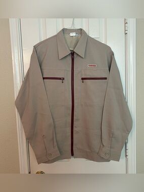 Vintage Toshiba Work Jacket Mens Large Tan Vintage Full Zip Utility Uniform Coat